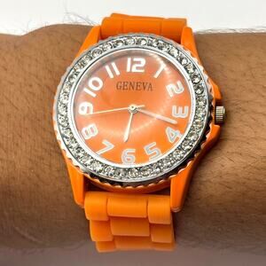 Silver & Orange Men's Watch